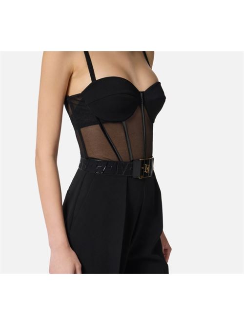 LIGHT CREPE AND TULLE JUMPSUIT ELISABETTA FRANCHI | TU05756E2110 Nero